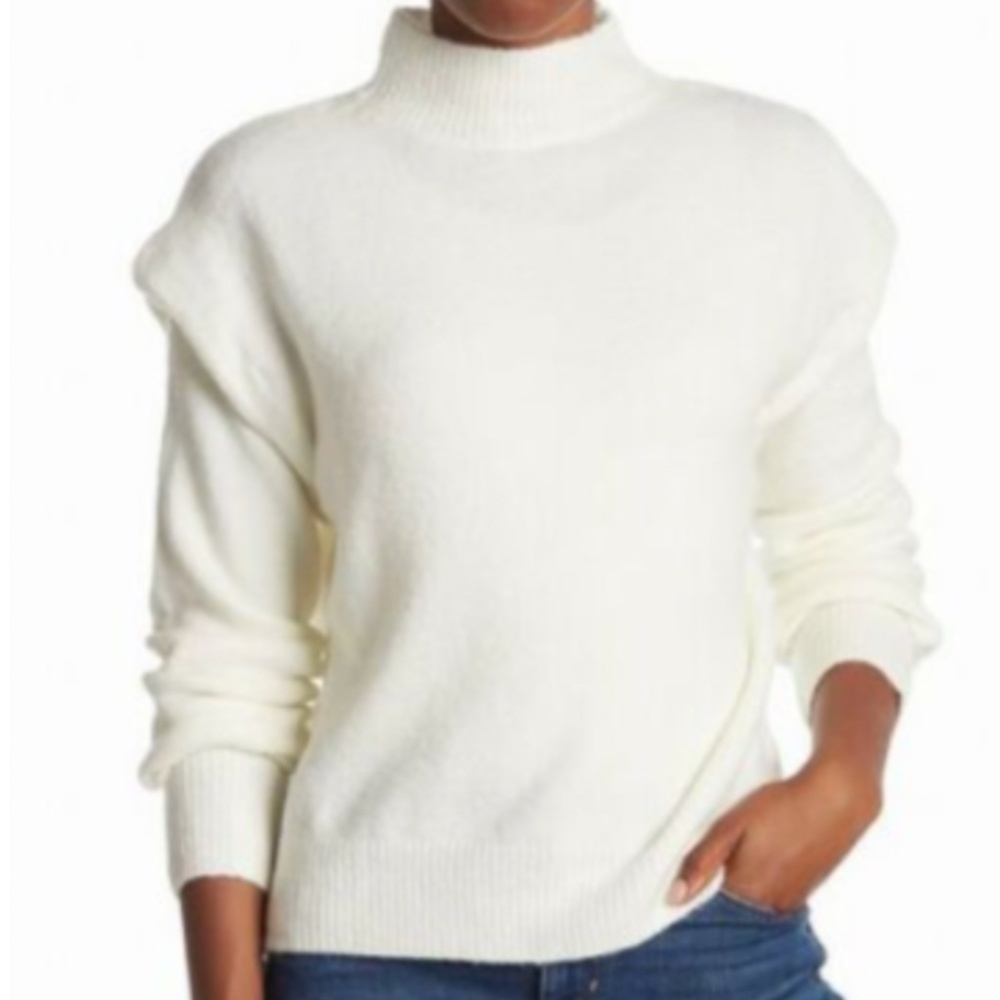 Laundry by Shelli Segal White Fuzzy Turtleneck Sweater (L)